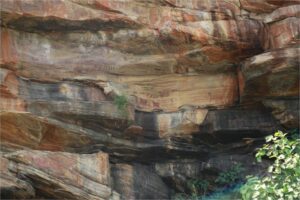 a close up of a rock wall